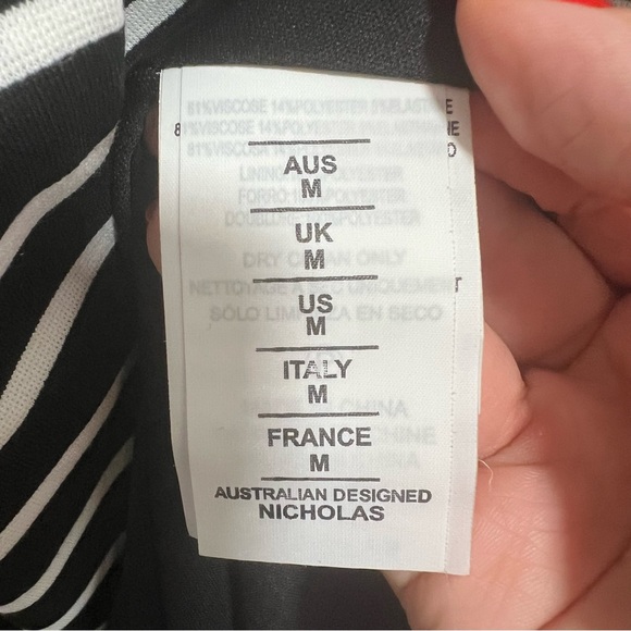 NEW NWT NICHOLAS Jane Contrast Square Neck Midi Dress In Black & Milk Stripe - Picture 11 of 13